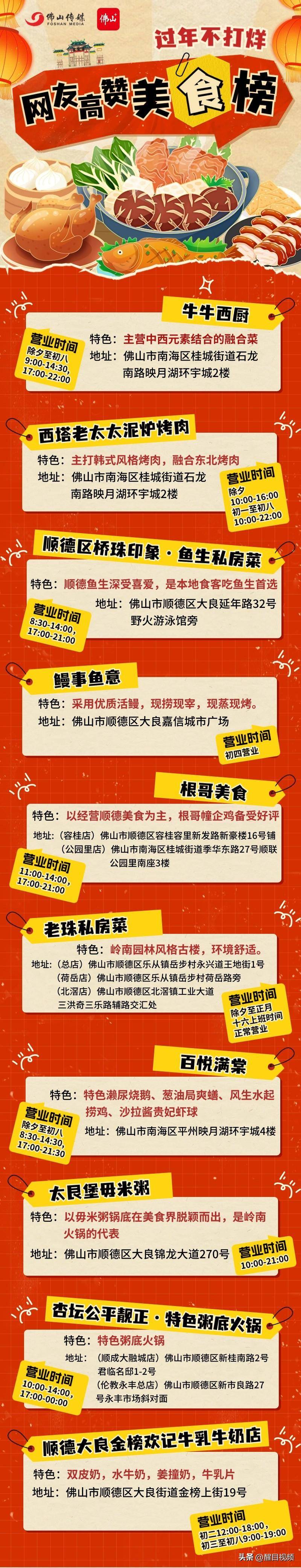 美食:寻味来佛山 过年不打烊美食！跟着榜单来打卡美食吧